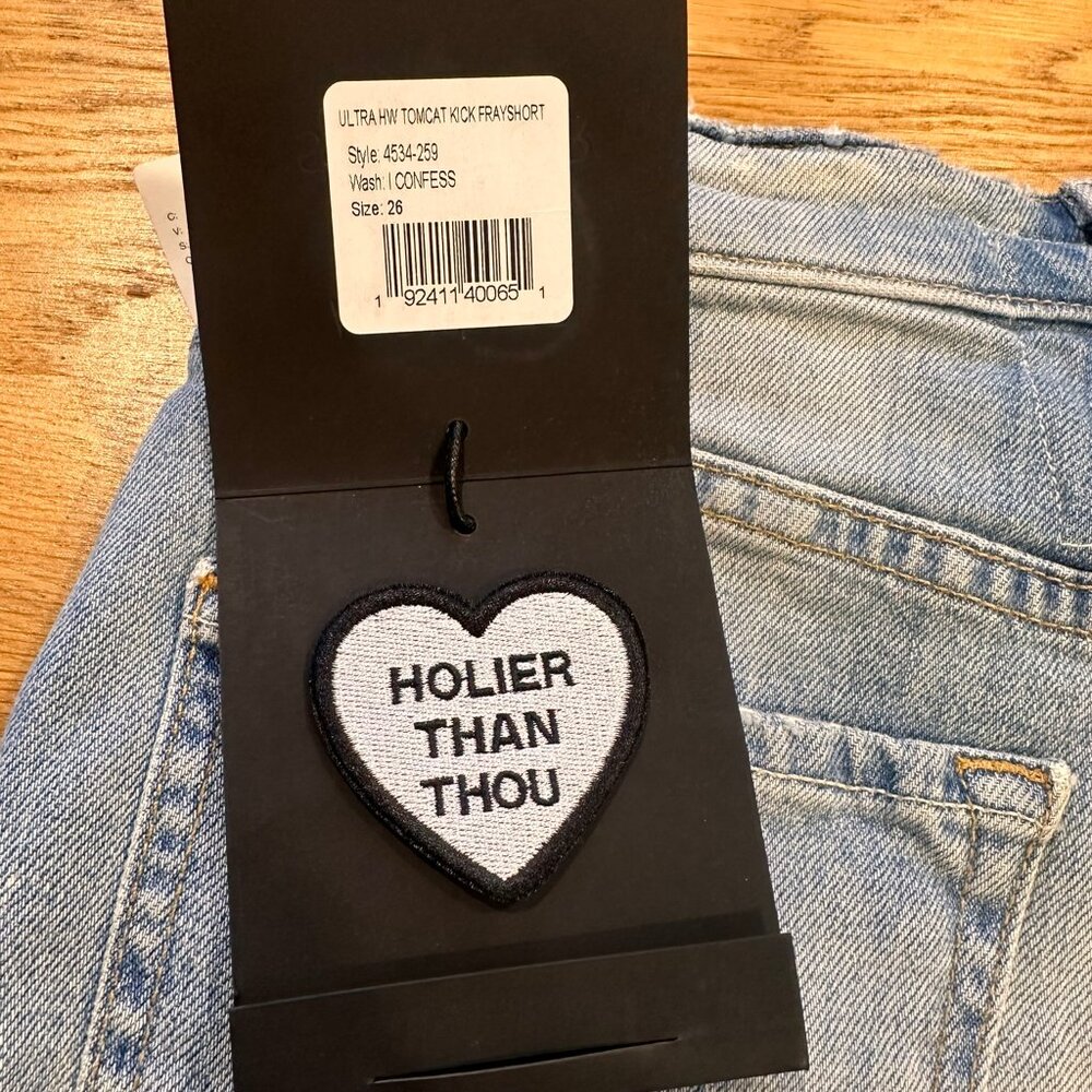 MOTHER "Superior"  NWT Ultra Hise Rise Button Fly Denim Shorts - $228 Retail - Picture 17 of 17